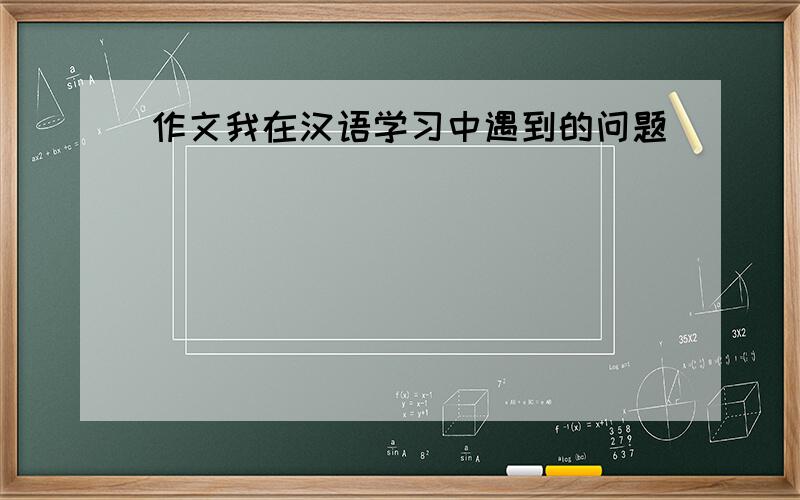 作文我在汉语学习中遇到的问题