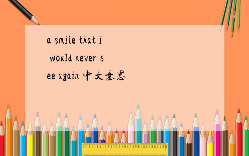 a smile that i would never see again 中文意思