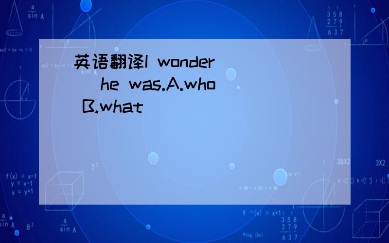 英语翻译I wonder __ he was.A.who B.what