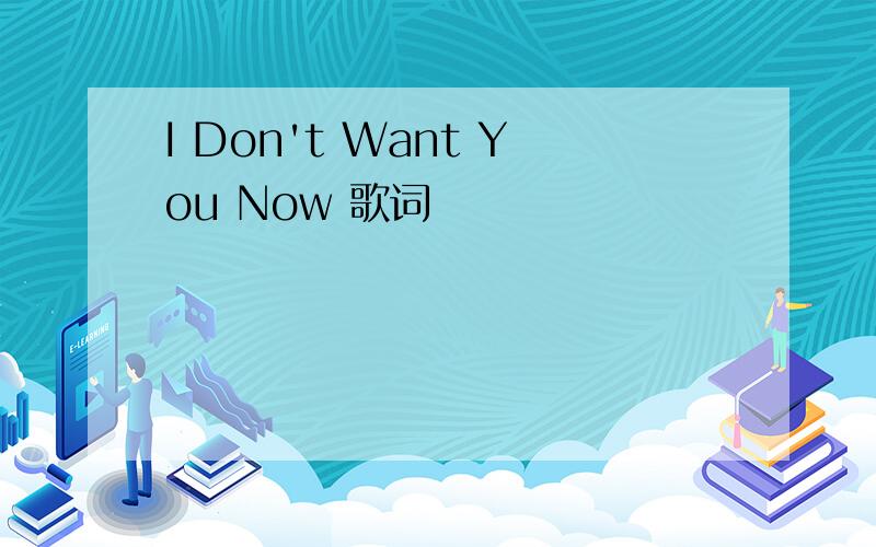 I Don't Want You Now 歌词
