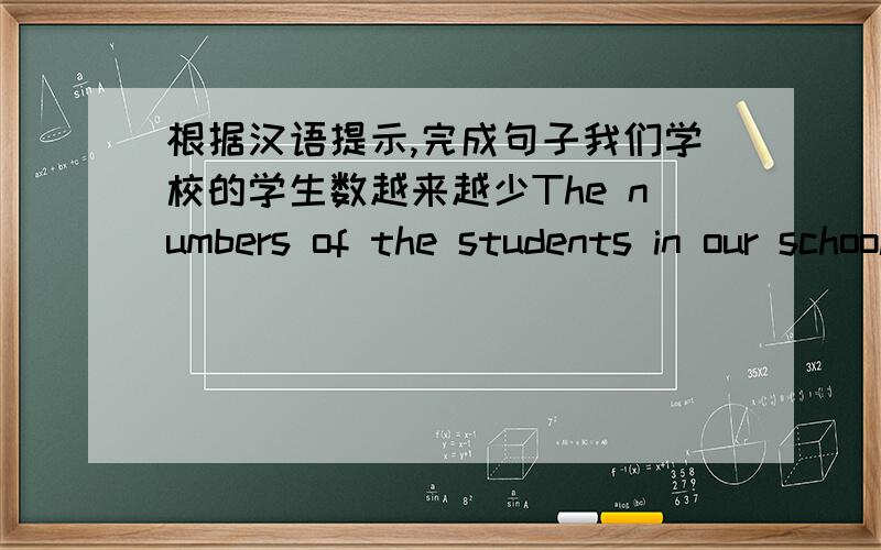 根据汉语提示,完成句子我们学校的学生数越来越少The numbers of the students in our school _____ becoming ____ and _____